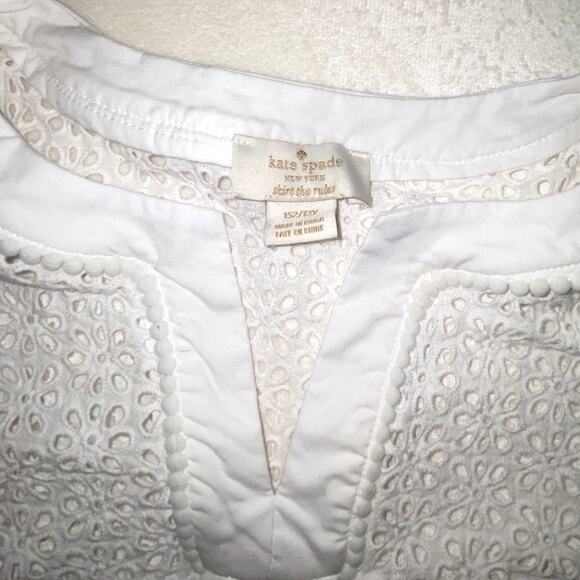 Girls Kate Spade White Eyelet Flutter Sleeve Dress Size 12 Years - Picture 4 of 6